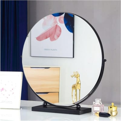Draaiende Make-up Spiegel - Kaptafel Spiegel - Dagelijkse Styling - 360 Graden Draaibaar - 30 cm Diameter - Zwart