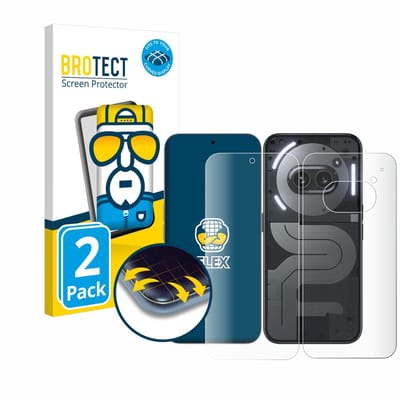 BROTECT - Screenprotector voor Nothing Phone (2a) Plus (Voor+Achter) - Folie Beschermfolie transparant volledig dekking - 2 Stuks