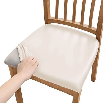 Waterdichte PU Stoelkussenhoes – Lederen Zitkussenhoes voor Keuken-, Eetkamer- en Bistrostoelen, Kussenhoes, Comfortabel Zitkussen, Effen Kleur, Stoelbescherming, Keuken- en Eetkamerdecoratie-Wit