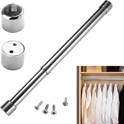 Uitschuifbare Verstelbare Kledingroede - RVS - Telescopische Garderobestang Verstelbaar Van 68-120 CM - Kledingstang Roede Kast - Zilver