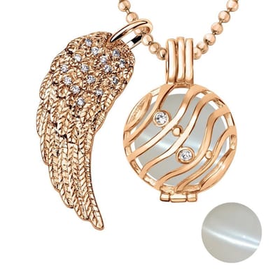 Engelenroeper 18mm Bolhouder met Ketting 90cm en Bolletje - Dames - Roségoudkleurig Golven - EBS18077