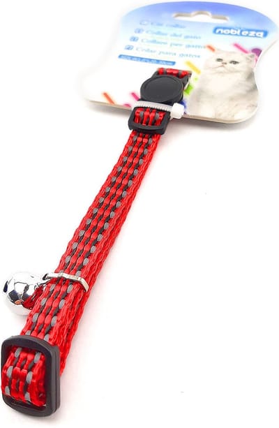 Nobleza Kattenhalsband met belletje en veiligheidssluiting - Verstelbaar 20 / 30 cm - Reflecterend - Rood