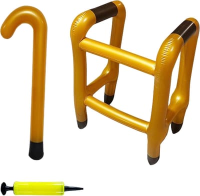 Opblaasbare Rollator - Nep Wandelsysteem - Feestelijke Verhoging - Lichtgewicht PVC - 24 x 24 x 5 cm - Goud