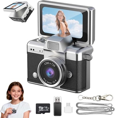 Camera – Digitale camera – Mini-camera – 1080P – 32GB – Zakformaat – Geschikt voor kinderen & volwassenen, verzamelobject & cadeau voor op reis – Zwart