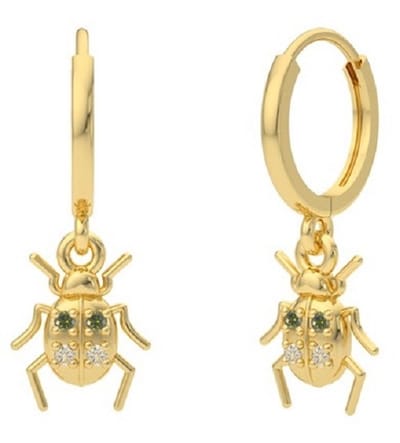 Oorringen - Scarabee met Zirkonia - Koper - 2,5 cm - Groen