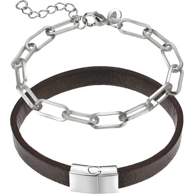 Echte leren/roestvrijstalen armband Marc Lauder