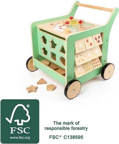 Small Foot Wooden Baby Walker Walker Activity Center Pastel Green