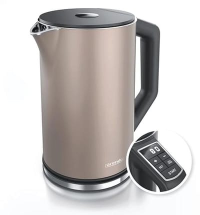 Roestvrijstalen waterkoker met temperatuurinstelling 40-100 graden - Doublwandig design - 1,5 liter - 2200 W - Theekoker met temperatuurweergave