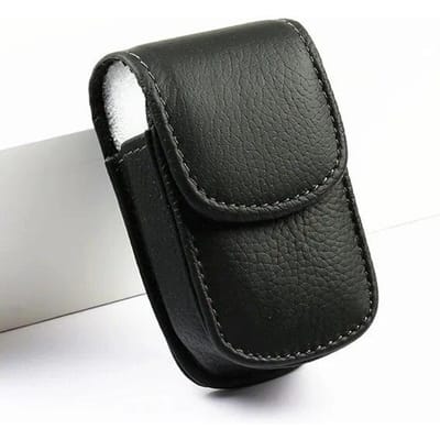 Leren brillenkoker voor presbyopie Klassieke riem Draagbaar Handgemaakt Harde heuptas Opvouwbare lenzendoos voor bijziendheid Draagbare brillendoos gray