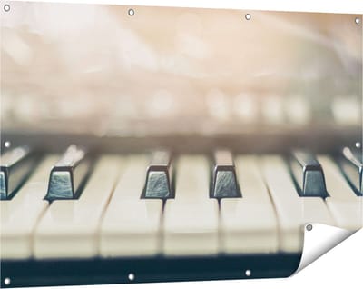 Gards Tuinposter Piano Toetsenbord - 120x80 cm - Tuindoek - Tuindecoratie - Wanddecoratie buiten - Tuinschilderij