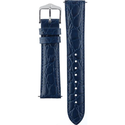 Hirsh Horlogeband -  Crocograin Blauw - Leer - 18 mm