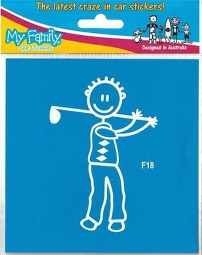 Vader met golfstick, (auto) sticker
