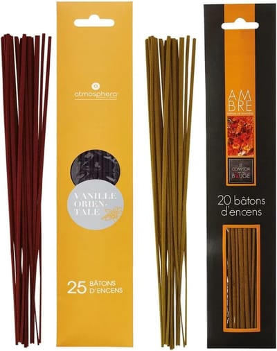Atmosphera Wierook stokjes - set van 2 geuren - Vanille en Amber - 25 cm - Ontspanning