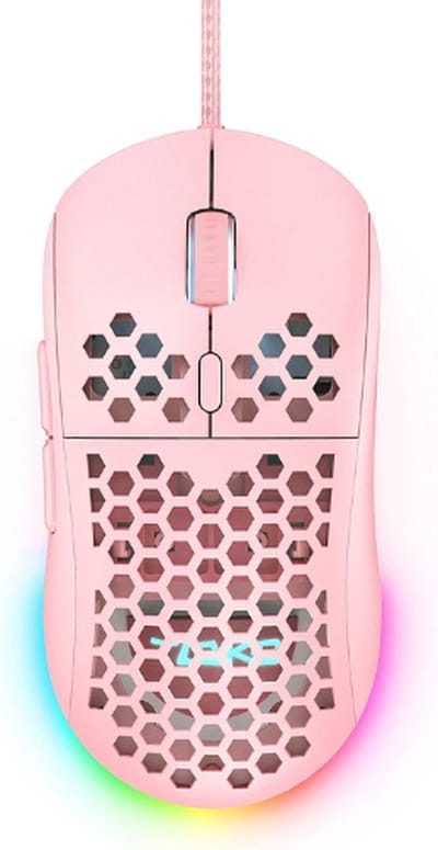 Bedrade Gaming Muis - RGB verlichting - Ultra Lichtgewicht - Roze