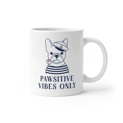 Pawsitive Vibes Only Honden Mok – Schattig Zeemanshond Design Koffiemok – 330 ml Keramische Mok