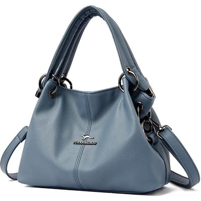 Sac fourre-tout de luxe en cuir souple pour femme, sac à bandoulière rétro de couleur unie, grande capacité gray