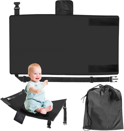 Vliegtuig Voetsteun - Zitverlenging Kinderen - Comfortabel Reizen - Verstelbare Hangmat - 79 x 44 cm - Zwart