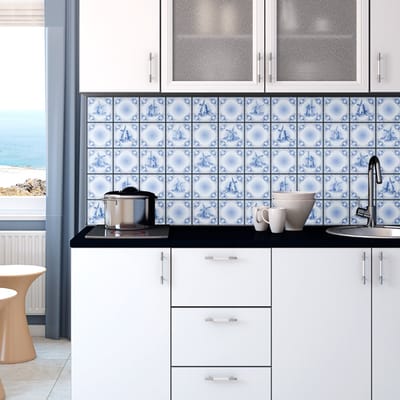Zelfklevende tegelmuurstickers voor keuken en badkamer - 30 Delftse tegelstickers - 30 stickers 10x10cm