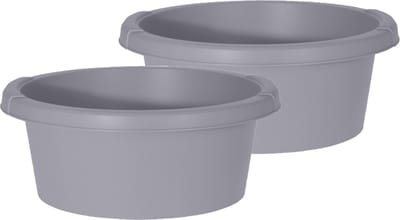 Excellent Houseware afwasteil/afwasbak - Set van 2x stuks - grijs - rond - kunststof - 6 liter - afwassen - 32 x 13 cm - klein formaat