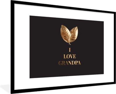 Fotolijst incl. Poster - Spreuken - I love grandpa - Quotes - Opa - 90x60 cm - Posterlijst