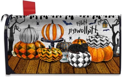 Brievenbus Cover Halloween - Postvak Decoratie - Brievenbus Versieren - Magnetisch Oxford Materiaal - 53 x 46 cm - Pompoen Oranje