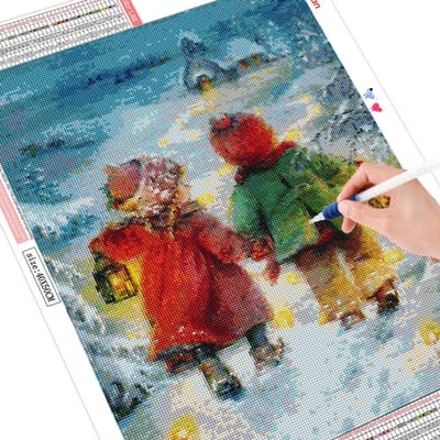 Vente Broderie Diamant Enfant Peinture Diamant 5D Strass Carré Complet Art Diamant Décoration de Noël 20X30CM brown