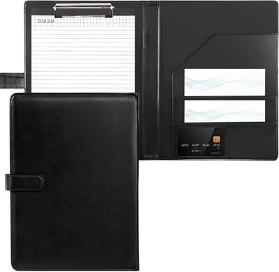 Professionele A4 Clipboard met Deksel, PU Leren Documentmap met Vakken, Pennenhouder en Magneetsluiting voor Conferenties en Organisatie van Documenten