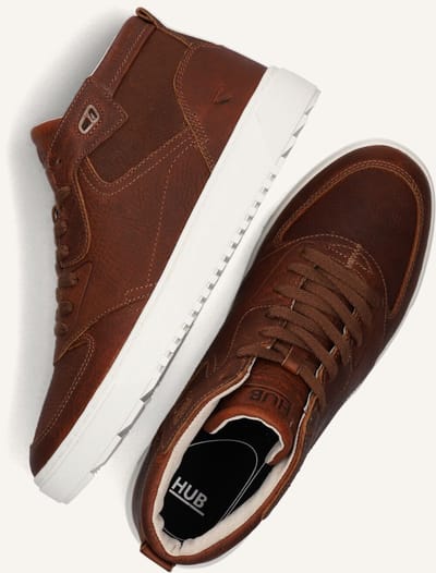 HUB Nevada Sneakers Heren - Leren Sneaker - Cognac - Maat 41