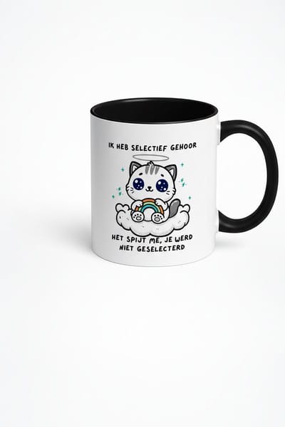 Selectief Gehoor Kat Mok - Grappige Koffiemok voor Kattenliefhebbers