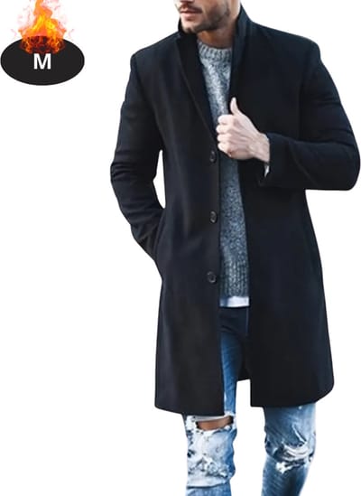 Livano Mantel Heren - Tussenmantel - Jas - Mantelpakje - Trenchcoat - Overjas - Overcoat - Winter - Zwart - M