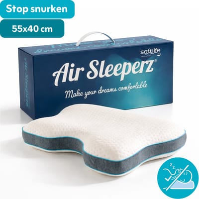 AirSleeperz® SoftLife Anti Snurk Kussen - Ergonomisch Memory Foam Hoofdkussen - Nekkussen tegen Snurken - Traagschuim Kussen 55x40 cm