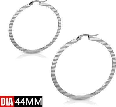 Montebello Oorbellen Patou Rond- 316L Staal - Ribbel - ∅44 mm
