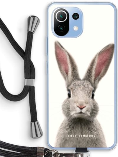 Case Company® - Hoesje met koord geschikt voor Xiaomi Mi 11 Lite hoesje met Koord - Daisy - Telefoonhoesje met Zwart Koord - Bescherming aan alle Kanten en Over de Schermrand