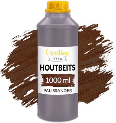 Creative Deco Houtbeits op Waterbasis | Palissander Kleur | 1 Liter | Sneldrogende Vernis | Niet Giftig | voor Hout, Houten Lambrisering, Beton, Baksteen, Behang en Meer | Hoge Efficiëntie