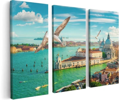 Artaza Canvas Schilderij Drieluik Venetië Stad vanuit Boven - 120x80 - Foto Op Canvas - Canvas Print