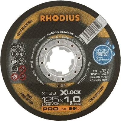 Rhodius XT38 X-LOCK 211207 Doorslijpschijf 25 stuk(s) RVS, Staal