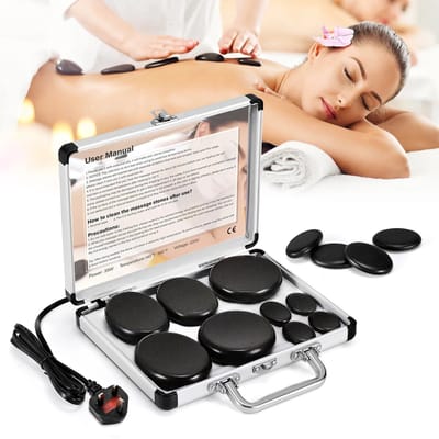 Vhr - Hot Stone Massagestenen Set - Verwarmende Box - 9 Stuks - Hotstone Massageset - Hot Stone Verwarmer - Elektrische Verwarmd