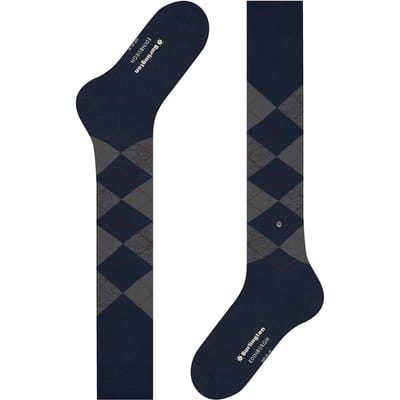 Burlington Edinburgh lang gedessineerd wol kniekousen heren blauw - maat 40-46