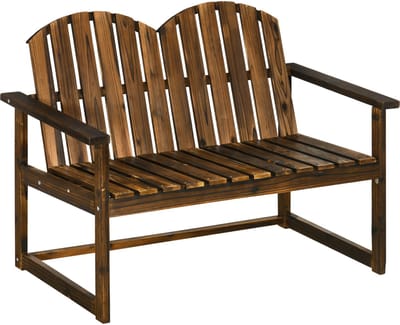 Wishdor - Tuinbank - 2-Zits - Met Rugleuning En Armleuningen - Lattenzitting - Hout - Bruin - 114 X 63 X 86 Cm - Max. 240 Kg