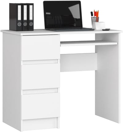 Bureau Links A-6 / Computerbureau / Computer Tafel / Bureautafel Rechts / Wit / 90 x 77 x 50 cm