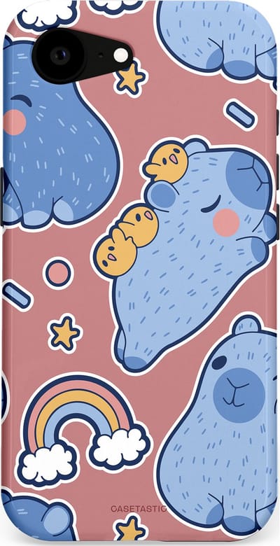 Casetastic Hoesje Geschikt voor Apple iPhone 16e Magsafe - Stijlvolle Beschermende Duo-layer Case - Capibara knuffelvriend