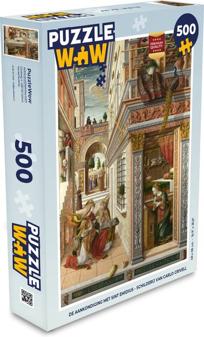 Puzzel De aankondiging met Sint Emidius - Schilderij van Carlo Crivelli - Legpuzzel - Puzzel 500 stukjes