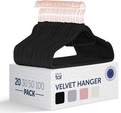 Blumtal - Kledinghangers - Velvet - Fluweel - Rose Gold - Zwart - 20 stuks