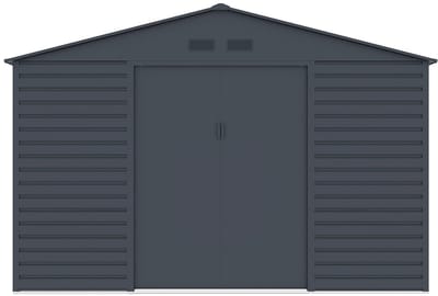 Vente-unique Metalen tuinhuisje van gegalvaniseerd staal - Antraciet - 13,12 m² - ADELMO