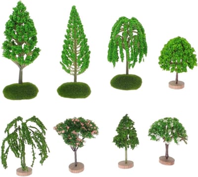 8 Stuks Miniatuur Bomen, Realistische Decoratie voor DIY Landschapsontwerp, Modelbouw en Tuinaccessoires
