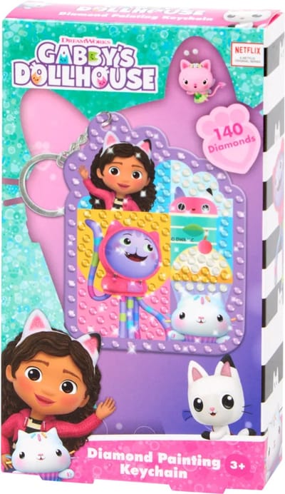 Gabby’s Dollhouse Diamond Painting Sleutelhanger – 140 Steentjes – DIY Set – Creatief Knutselen – Cadeau – Schoencadeau – Uitdeel cadeau – Assorti