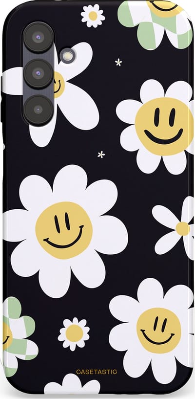 Casetastic hoesje geschikt voor Samsung Galaxy A25 - Dubbellaagse bescherming - Vrolijke Madeliefjes - Fashion Case - Zwart Wit Grijs Goud