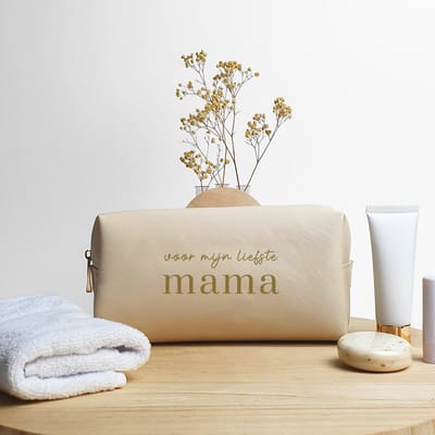 Toiletzak met naam - Liefste mama - Oyster - Cadeau mama - Cadeau - Toilettas