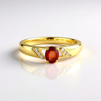 Cavill - Elegante Vergulde Zilveren Ring met 0,416 Ct Tanzania Robijn Ovaal & 0,047 Ct Zirkonia - Luxe Edelsteenring 925 Sterling