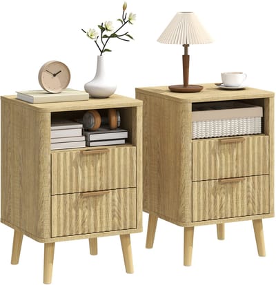 HOMCOM Nachtkastje - MDF, Grenenhout - 40 x 40 x 61 cm - Eikenhout